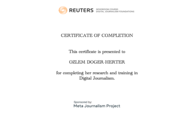 Digitaler Journalismus – Reuters Certificate of Completion